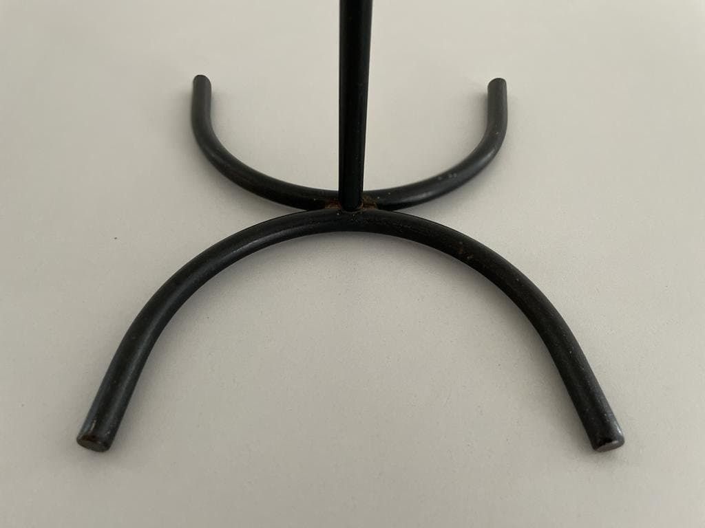 photo for sale Red And Black Metal Italian Design Unusual Floor Ashtray With Arc Foots, 1970s