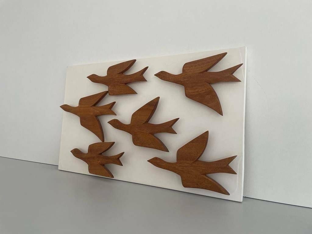 German Modern 6 Flying Birds Made Of Wood Wall Art, 1960s, Germany photo furniture
