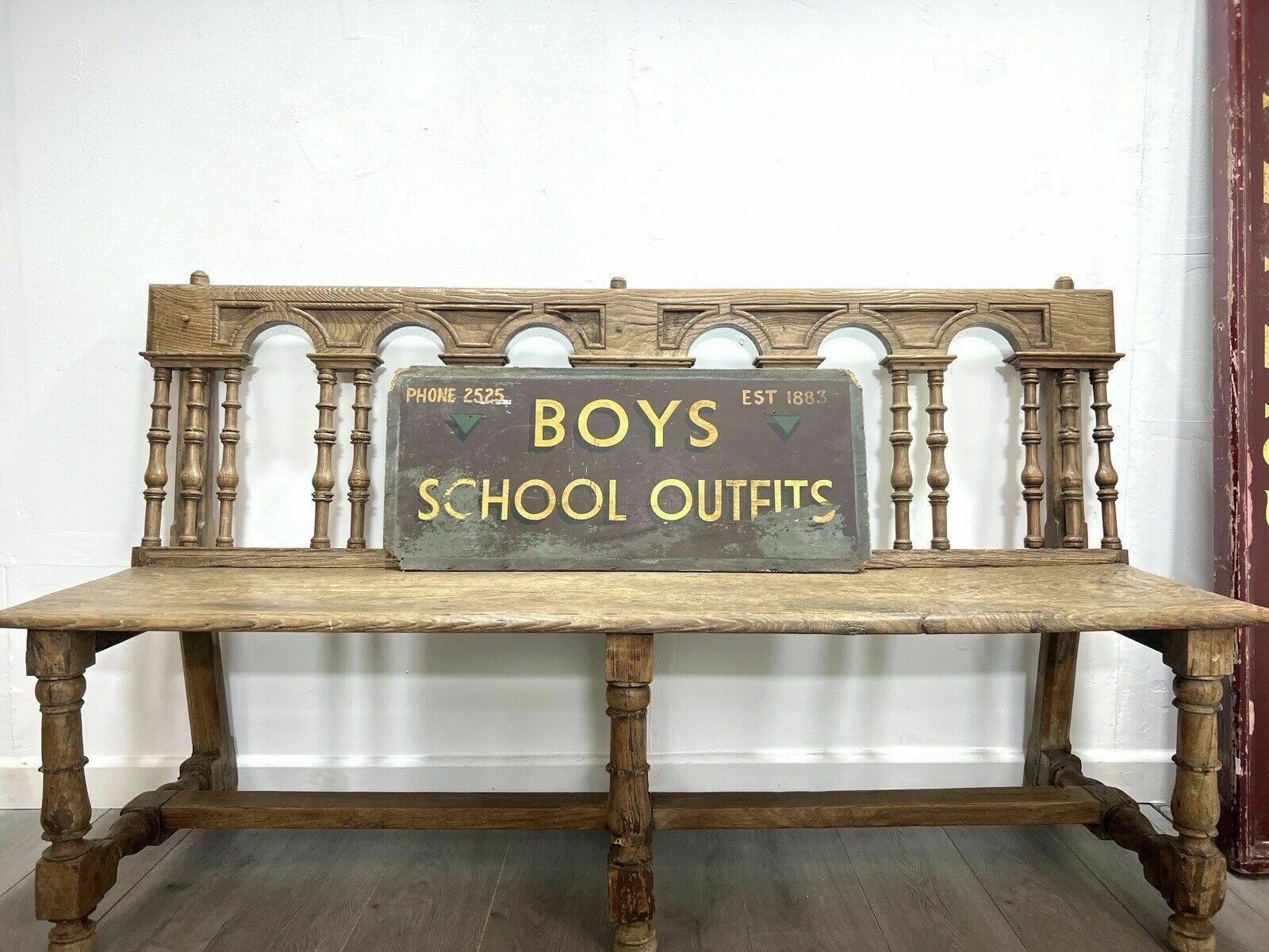 Early 20th Century, Painted Boys School Outfits Sign On Board photo furniture