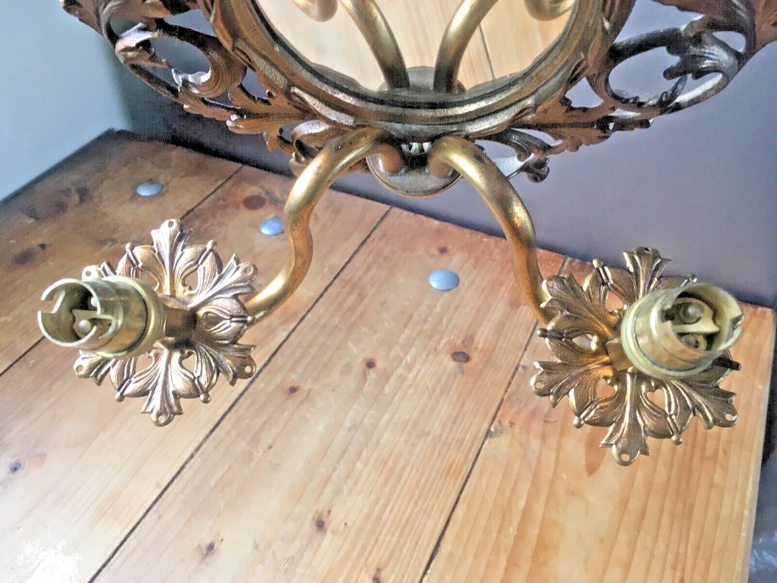Antique Louis XV French Gilt Bronze Rococo Mirror Sconce Wall Light Beatrice photo for sale