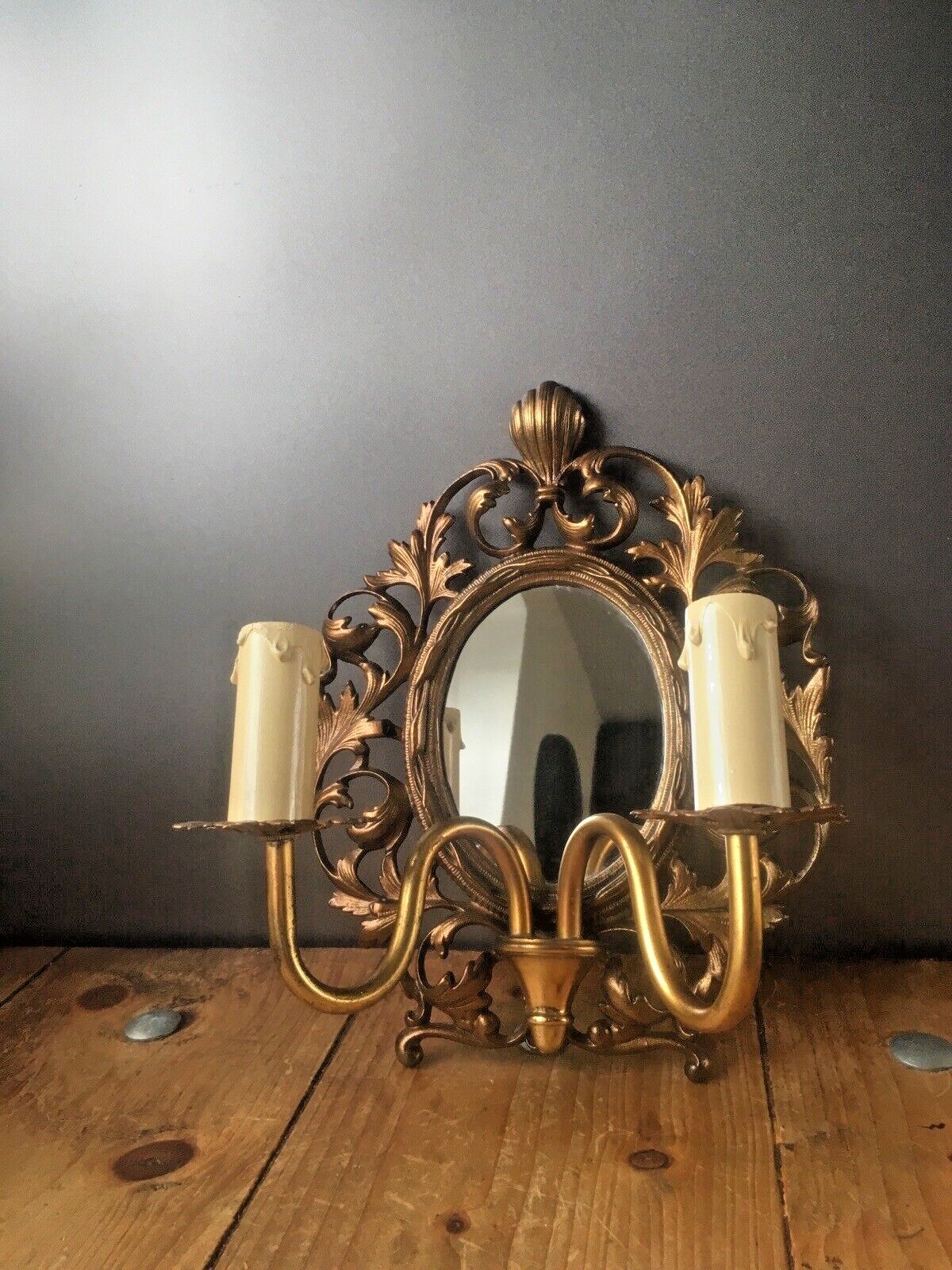 Antique Louis XV French Gilt Bronze Rococo Mirror Sconce Wall Light Beatrice photo 325.0