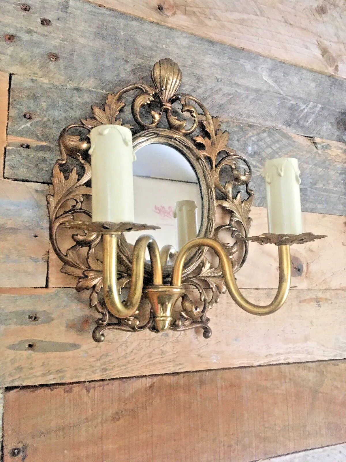 photo buy Antique Louis XV French Gilt Bronze Rococo Mirror Sconce Wall Light Beatrice