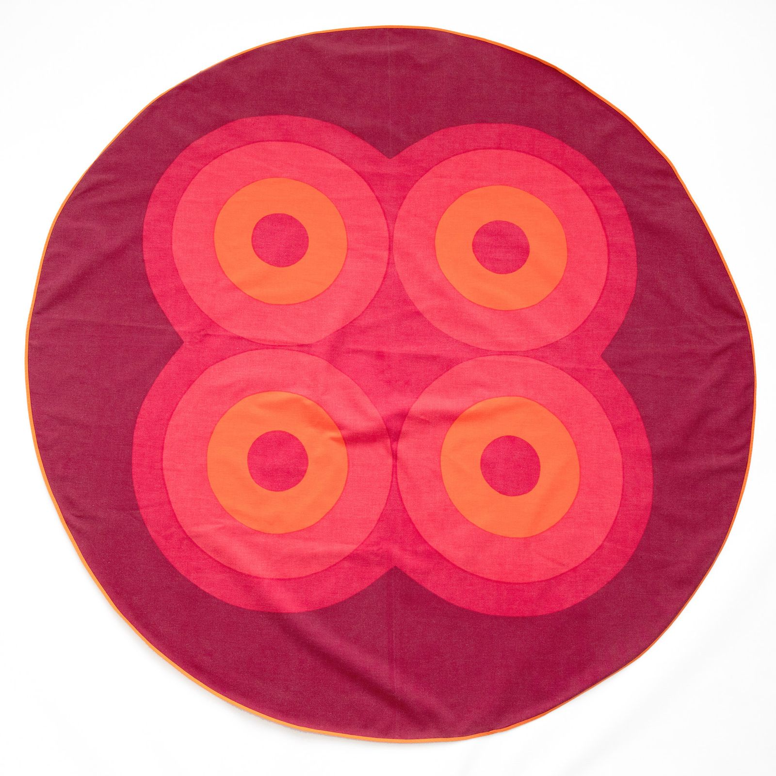 Sodahl Of Denmark Circular Tablecloth With Geometric Targets Design 1970s