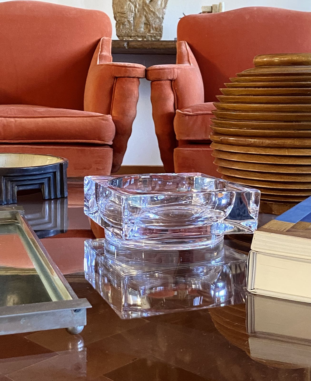 Monumental Molded Crystal Ashtray, Sevres France 1970s photo for sale