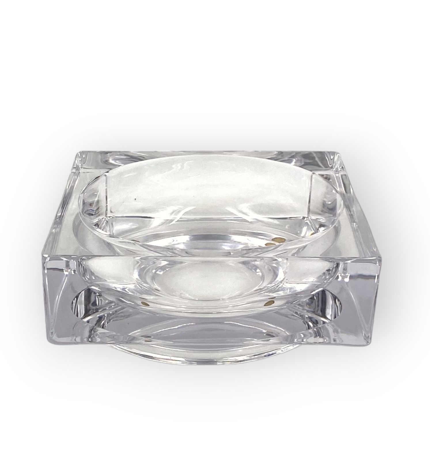 photo furniture Monumental Molded Crystal Ashtray, Sevres France 1970s