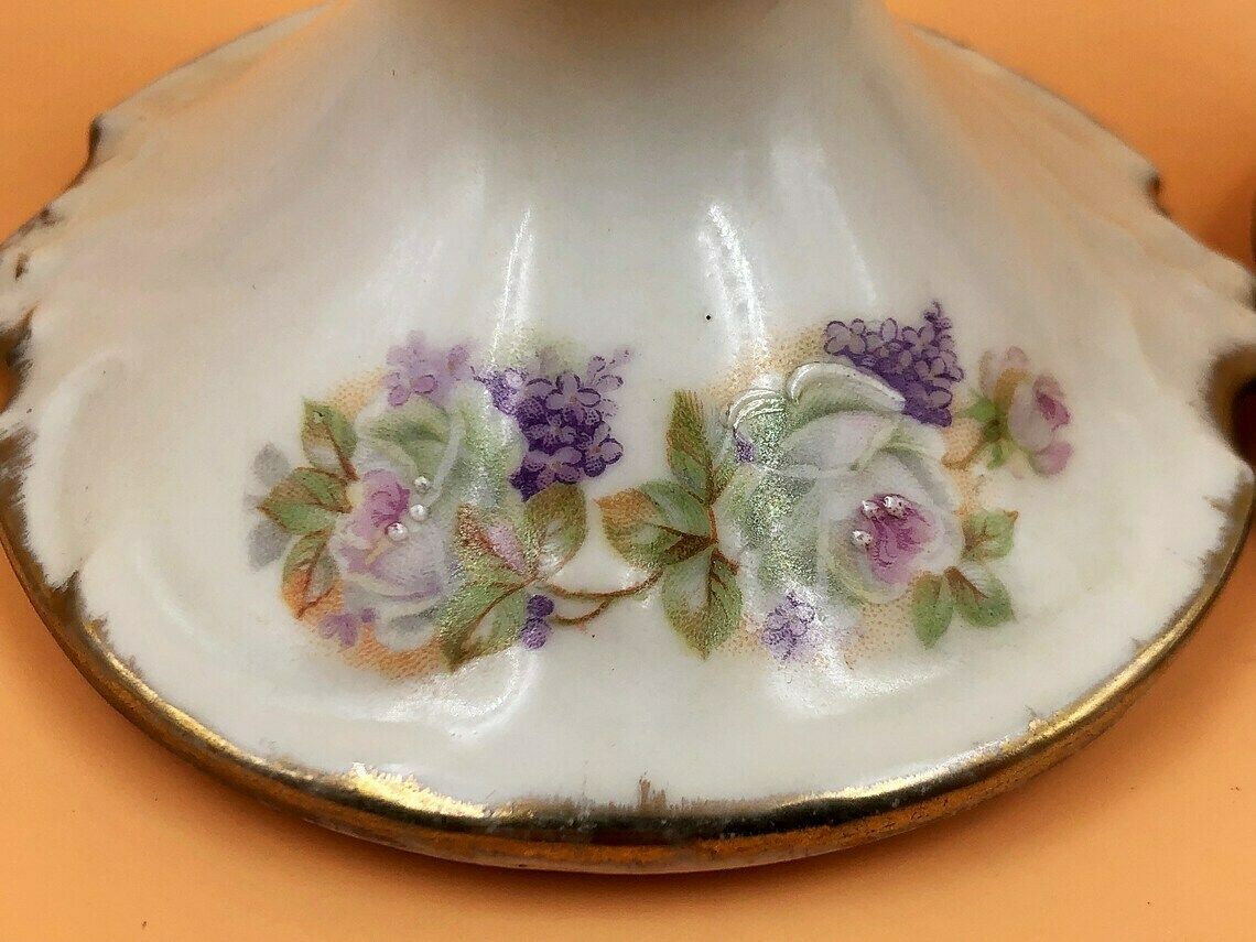 Pair Of Antique Limoges P & P Paroutaud Freres Porcelain Candlesticks. C1900. photo vinterior