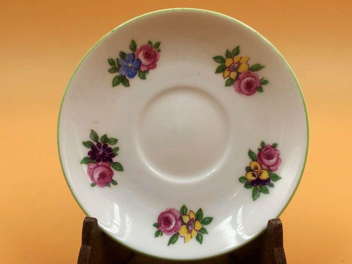 Shelley China Yutoi Floral Bouquet Design Miniature Cabinet Demitasse Cup & Saucer. Duo. No. 13868. photo for sale
