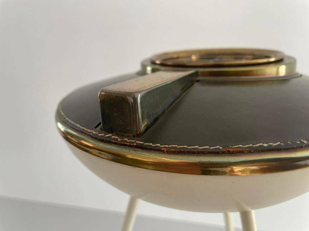 Exclusive Ufo Design Black And White Metal Italian Tripod Ashtray, 1950s, Italy photo vintage