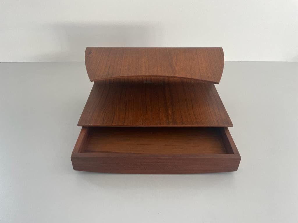 Italian Wood Floating Shelf With Drawer, 60s, Italy photo vinterior