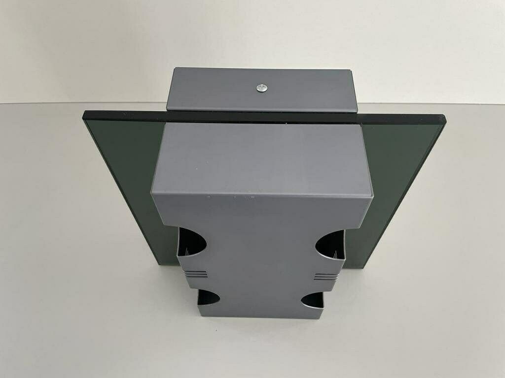 Italian Grey Metal & Glass Ufo Design Single Wall Lamp By Luci, 1970s, Italy photo 790.0