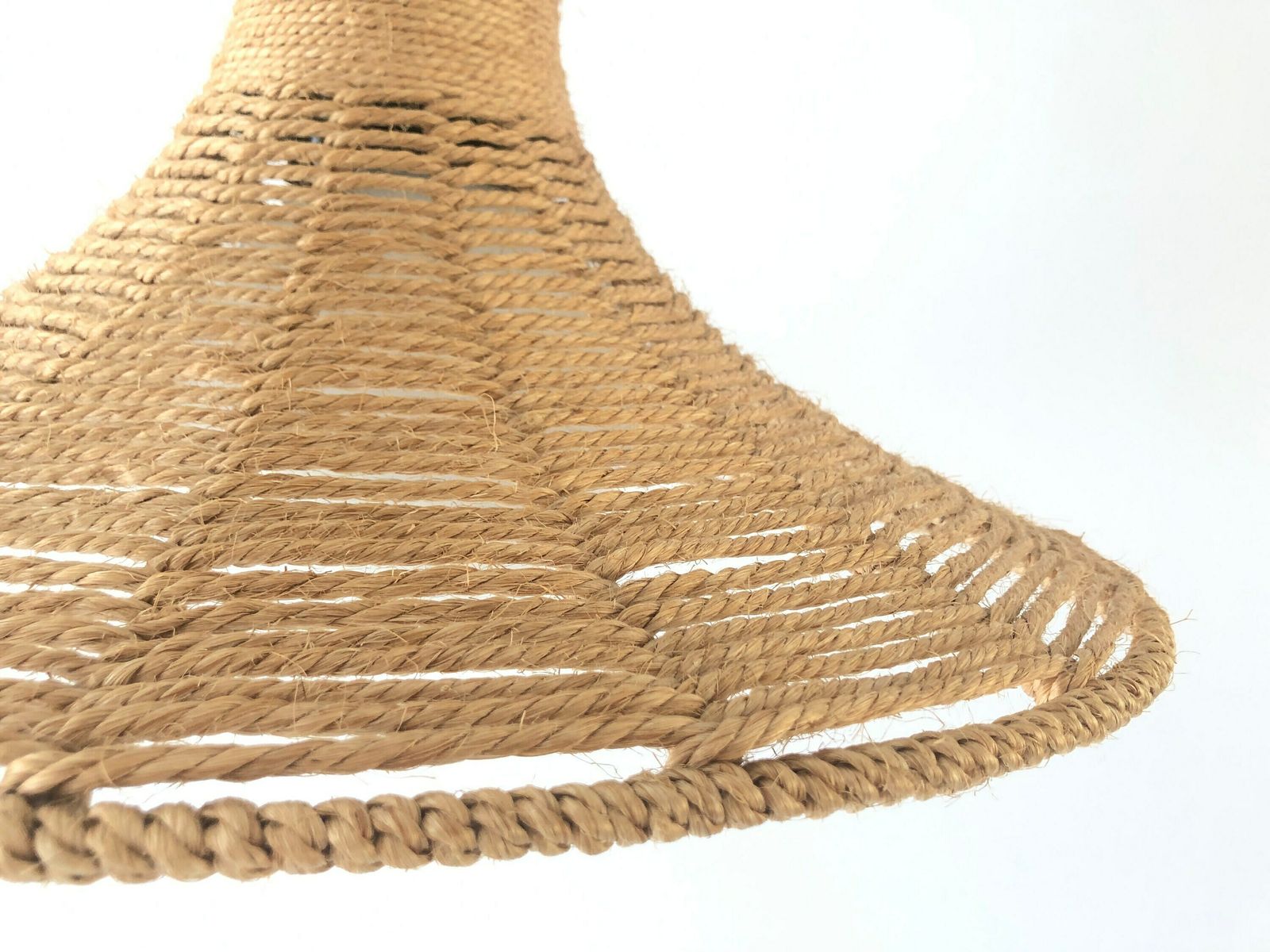 photo furniture Handwoven Brown Thick Thread And Metal Body Xl Pendant With Ball Glass Shade, 1970s, Germany