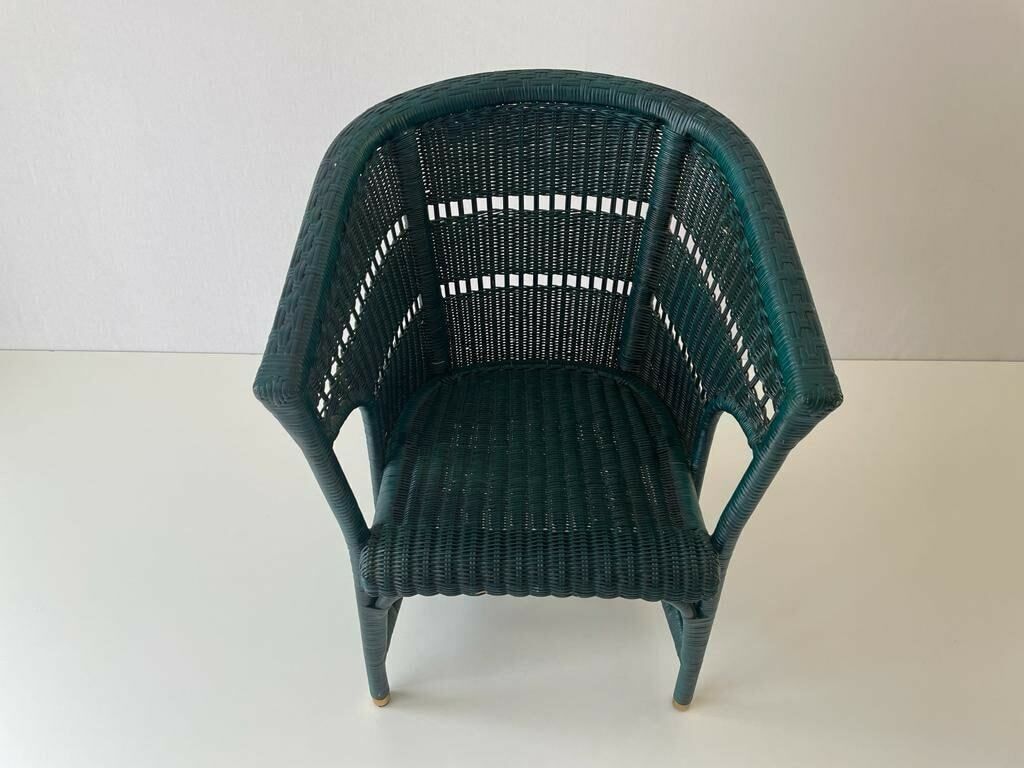 Green Wicker Armchairs With Gold Foot Detail, 60s/70s, Germany photo furniture