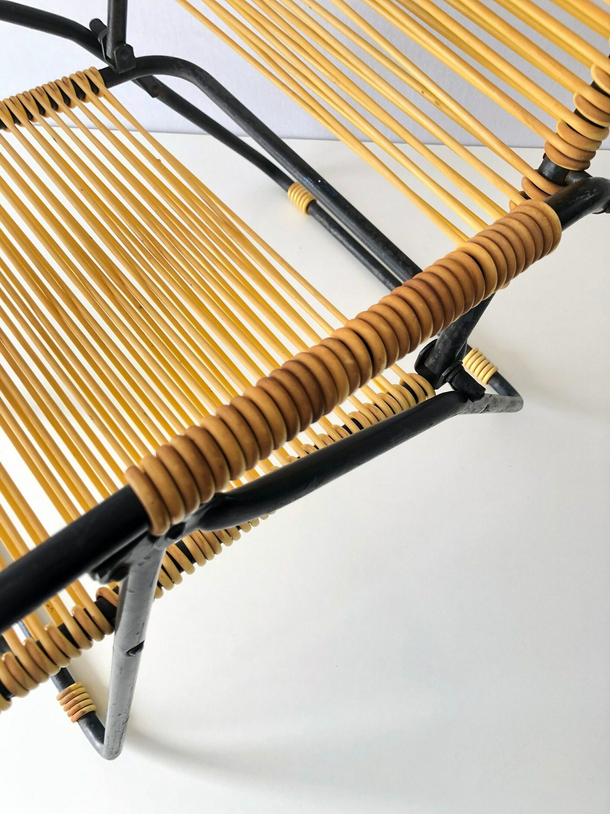 Iconic Italian Yellow Pair Of Outdoor Spaghetti Armchairs, 1970s, Italy photo buy