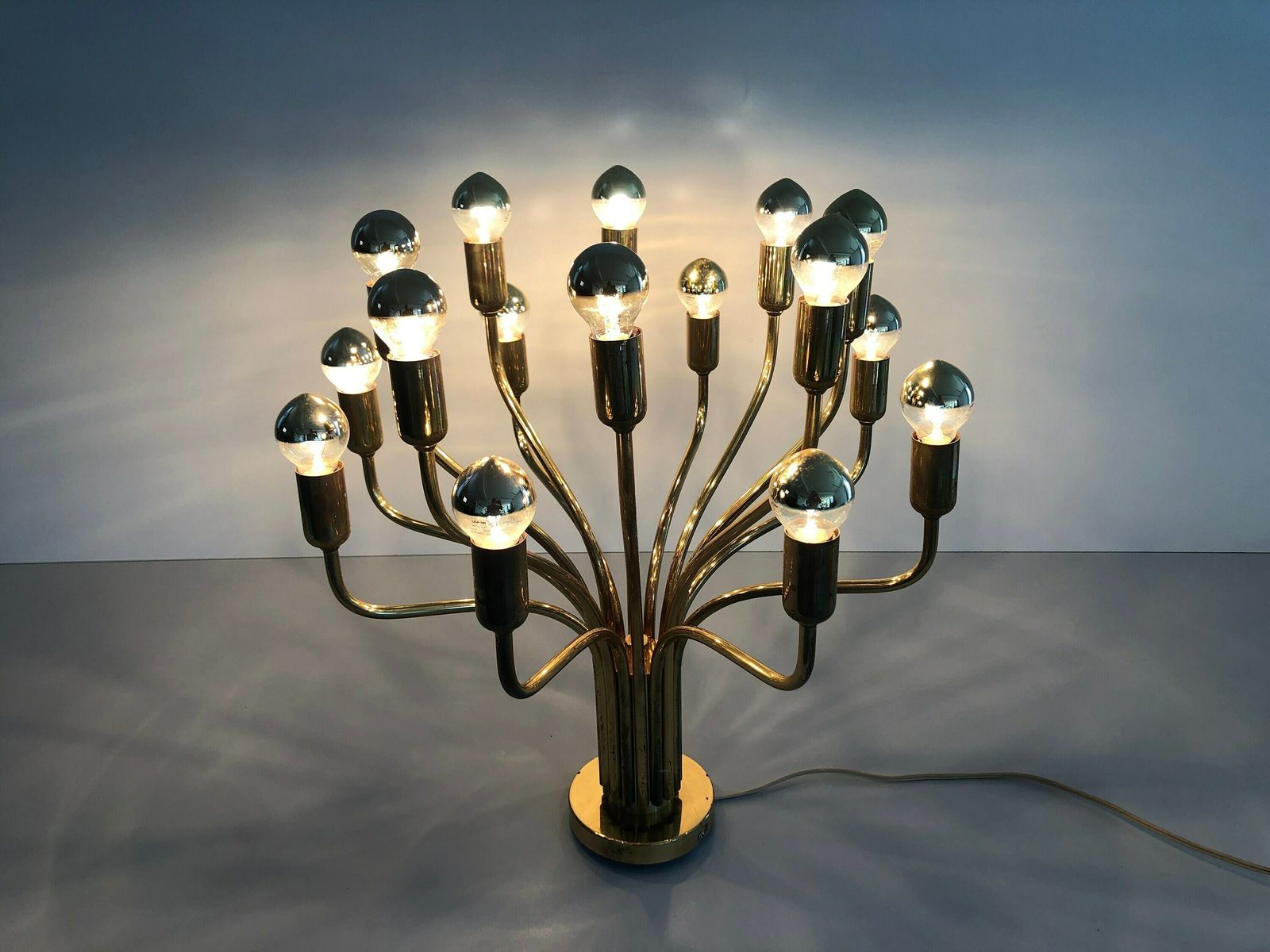 Exceptional 16 Armed Full Brass Sputnik Chandelier By Wkr, 1970s, Germany photo for sale