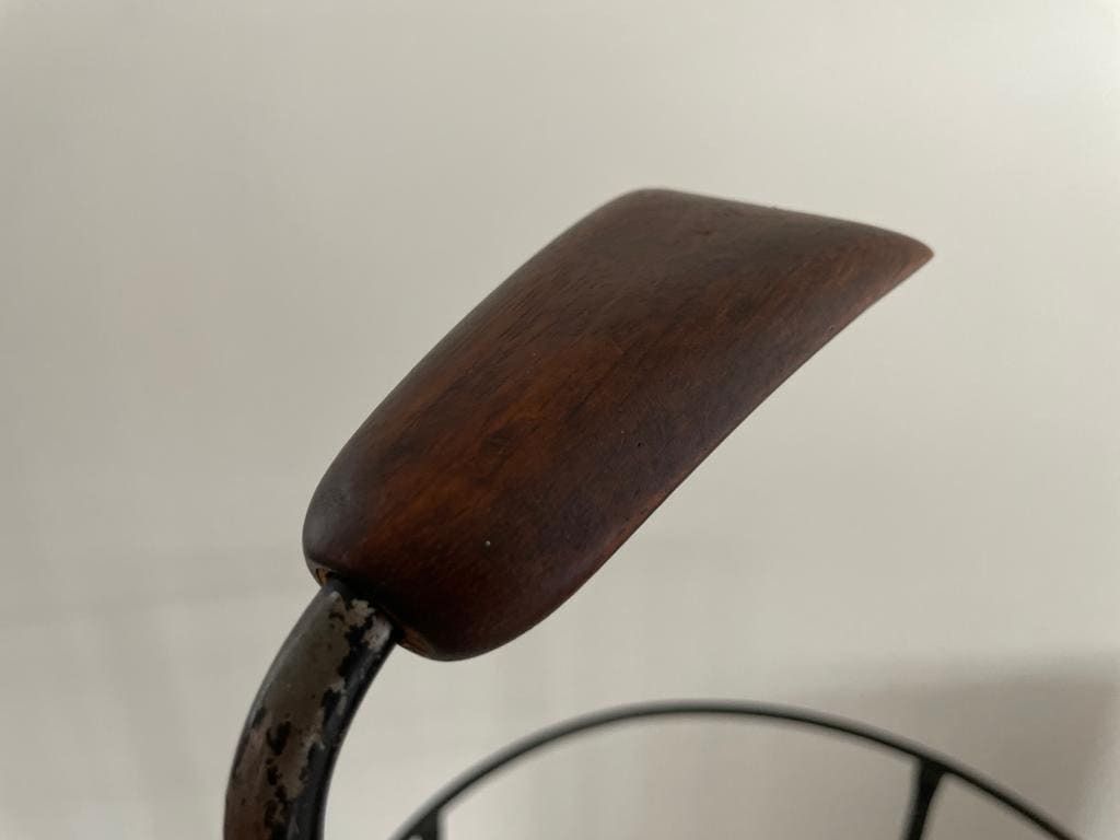 photo for sale Wicker And Black Metal Round Serving Bar Cart, 1960s, Germany