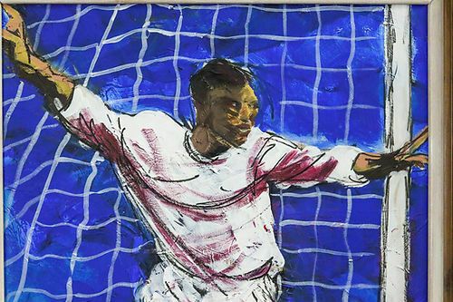 Football Player Oil Painting, 1990s photo furniture
