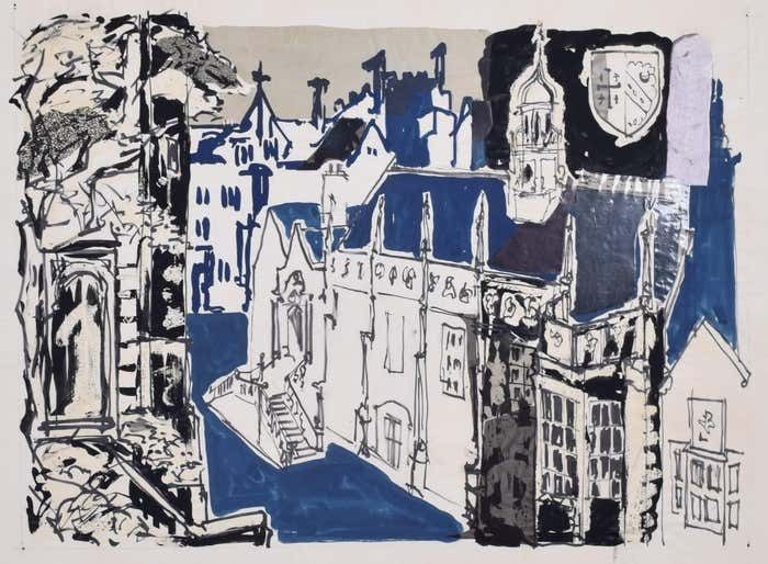 Selwyn College, Cambridge III Painting By Margaret Souttar 1960s