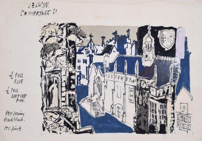Selwyn College, Cambridge III Painting By Margaret Souttar 1960s photo furniture