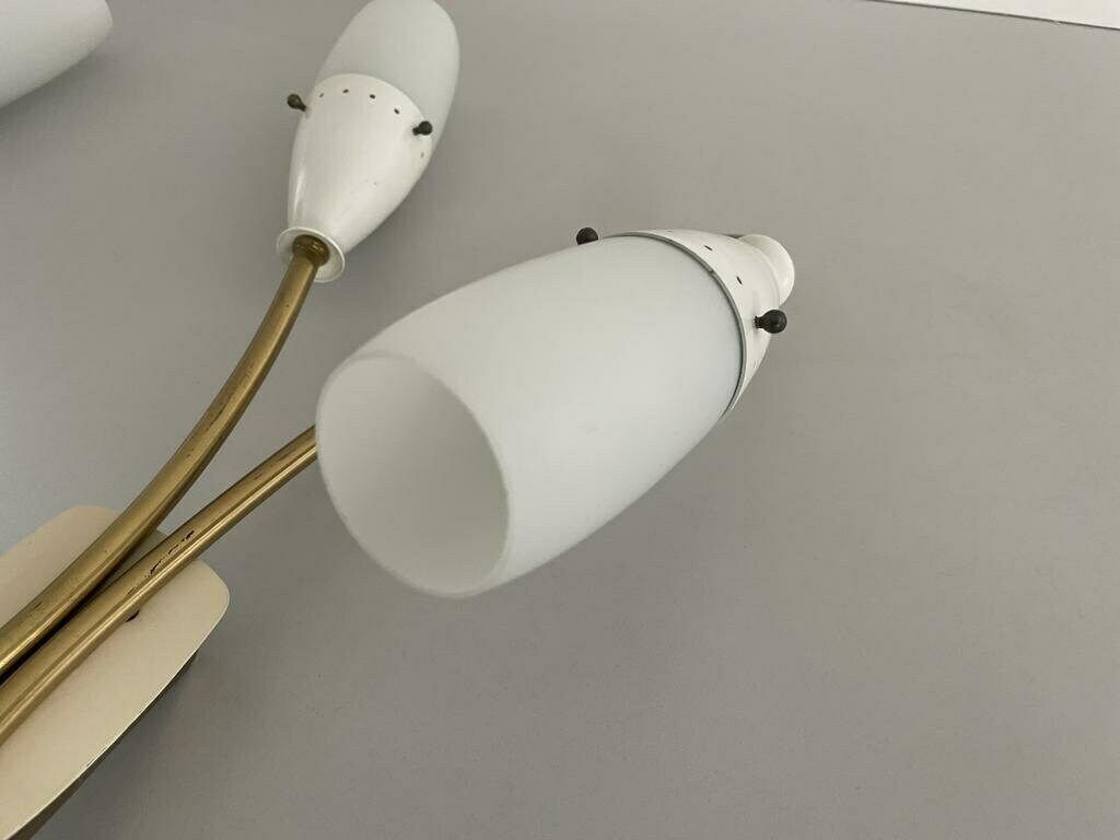 Italian Glass And White Metal Original Twin Head Sputnik Pair Of Sconces, 1950s, Italy photo 1162.0