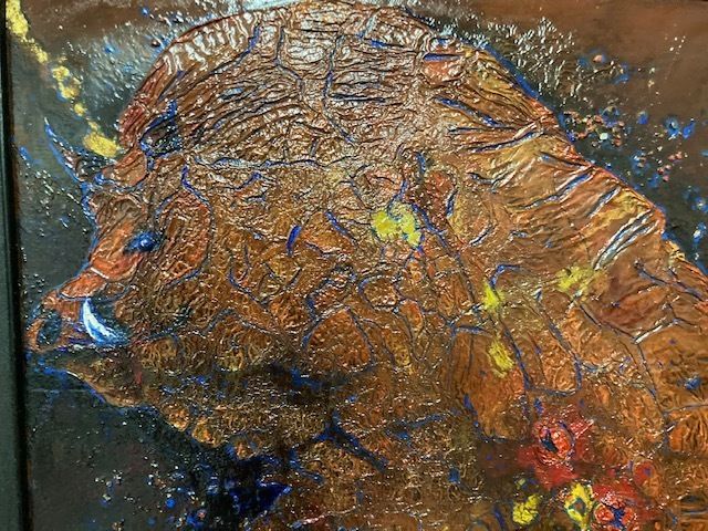Painting "Boar" Contemporary Art In Polychrome Enamels photo vinterior