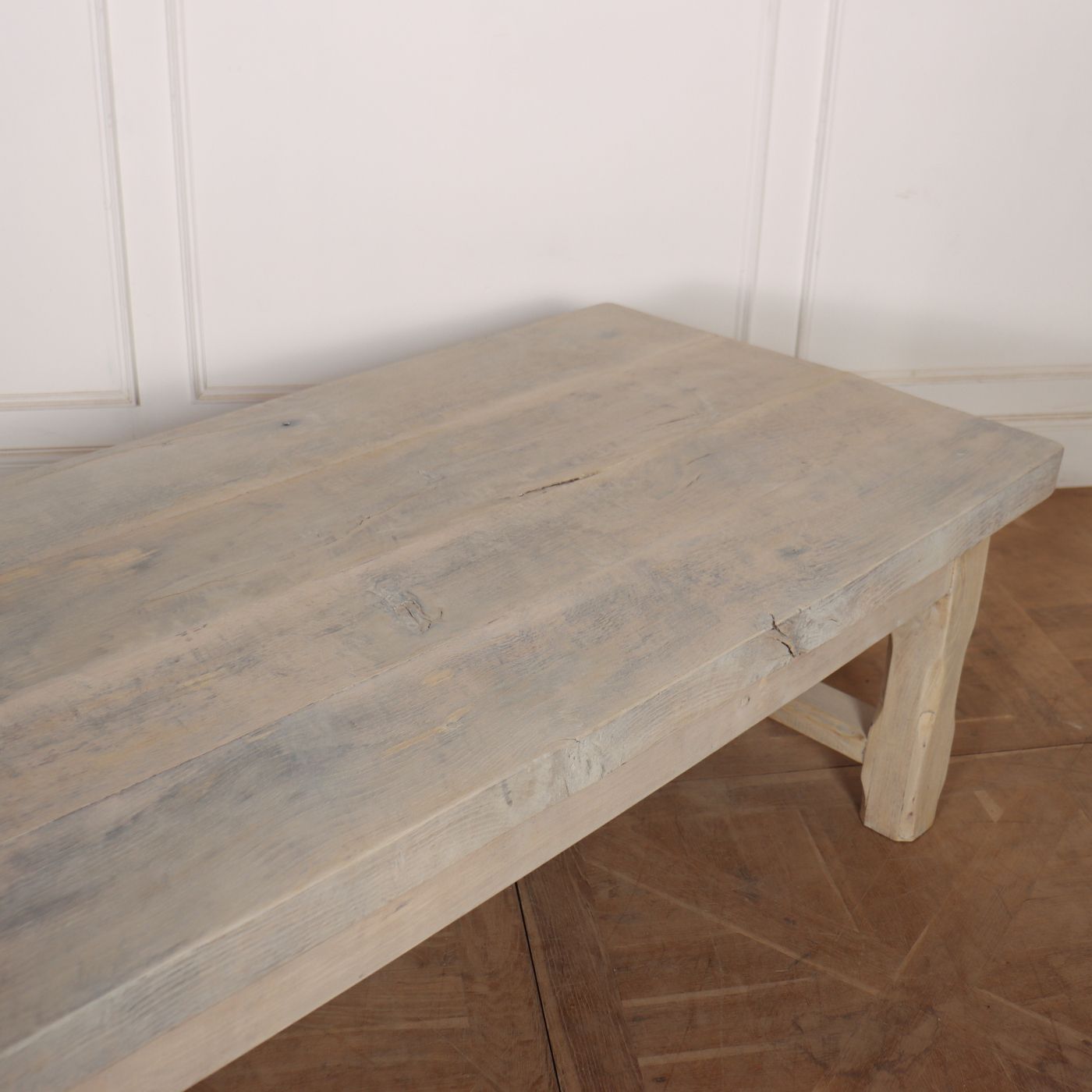 Large 19th C French Bleached Oak Coffee Table With A 2.5" Thick Top. 1860. photo Furniture