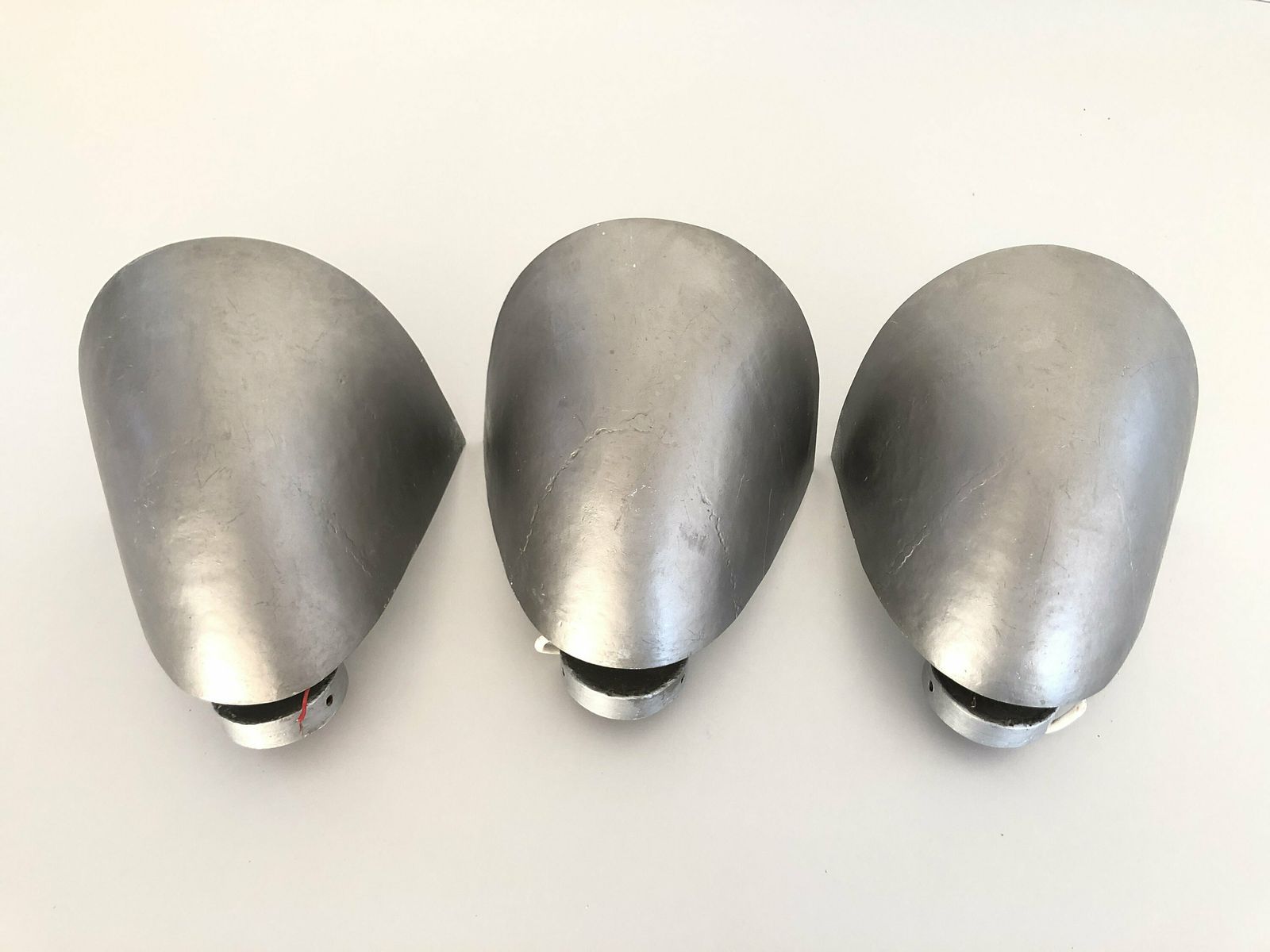 Gray Curved Metal Industrial Set Of 3 Church Sconces, 40s/50s, Germany photo furniture