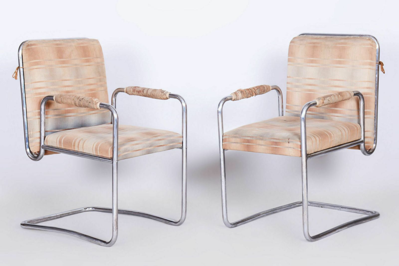 Restored Bauhaus Pair Of Armchairs, Karel E. Ort, Hynek Gottwald, Czechia, 1930s