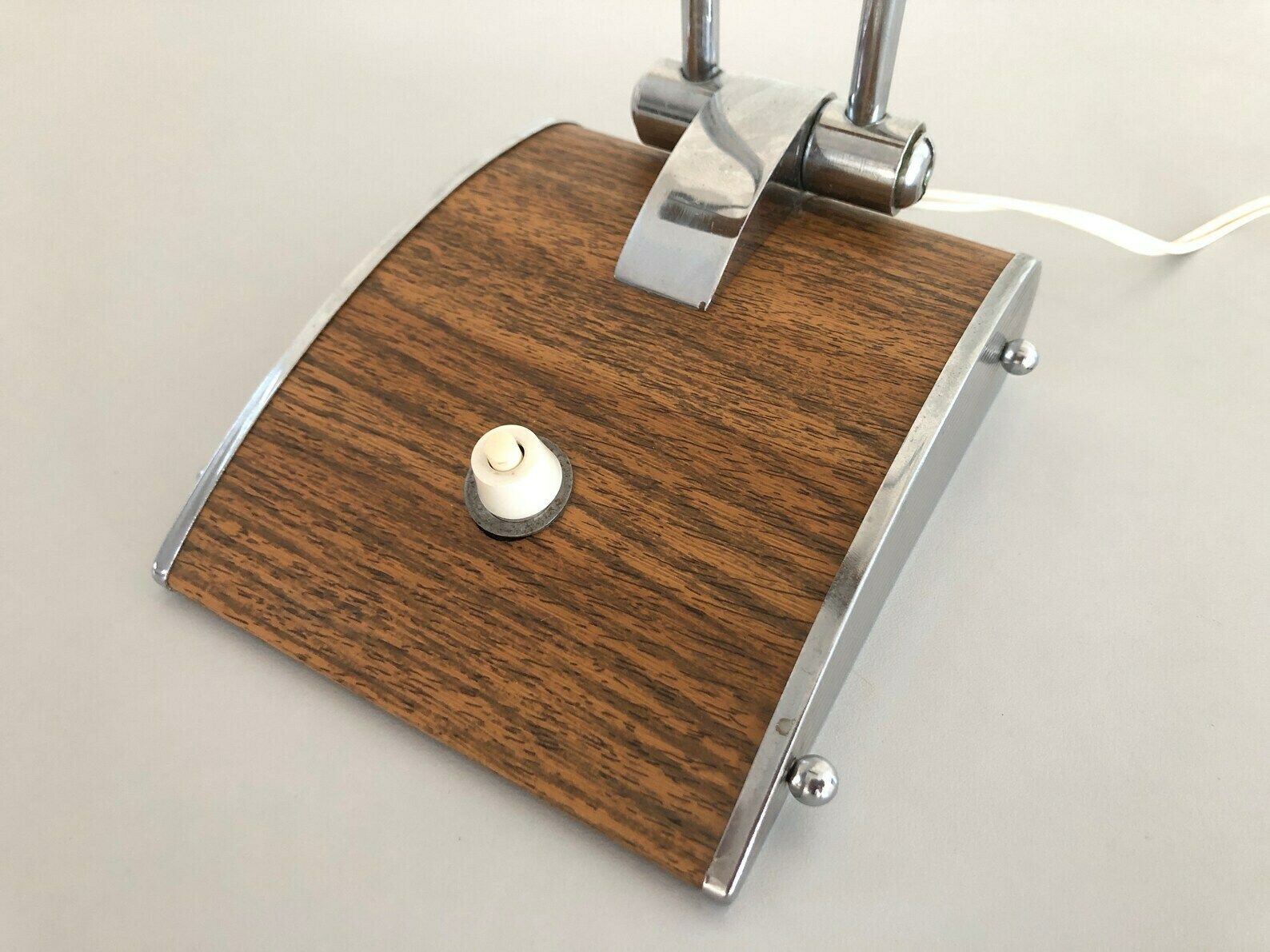 photo furniture French Design Wood Texture Metal Large Desk Lamp By Eileen Gray, 1950s, France