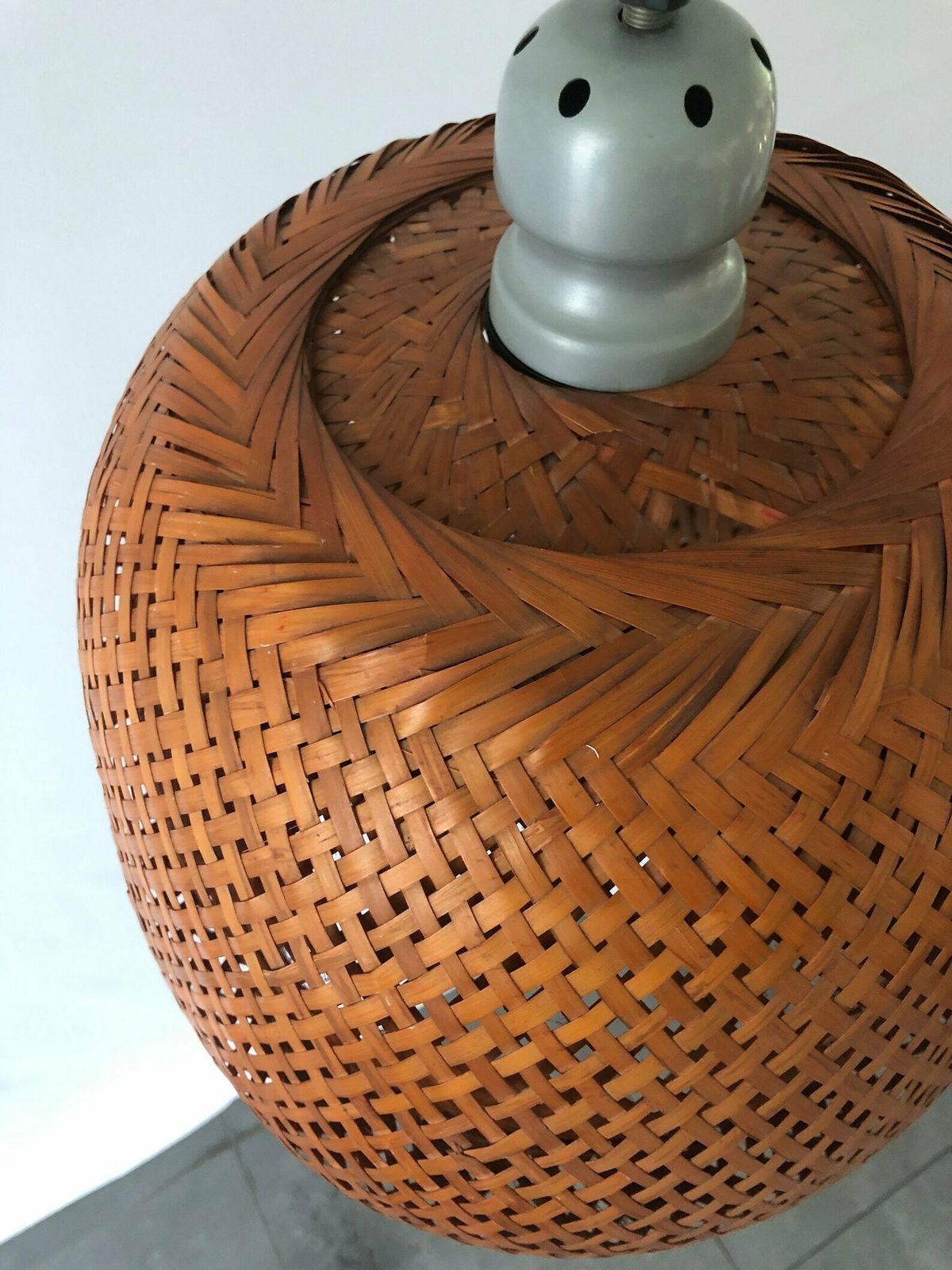 Unique Italian Design Wicker Pendant Lamp, 1960s, Italy photo vintage