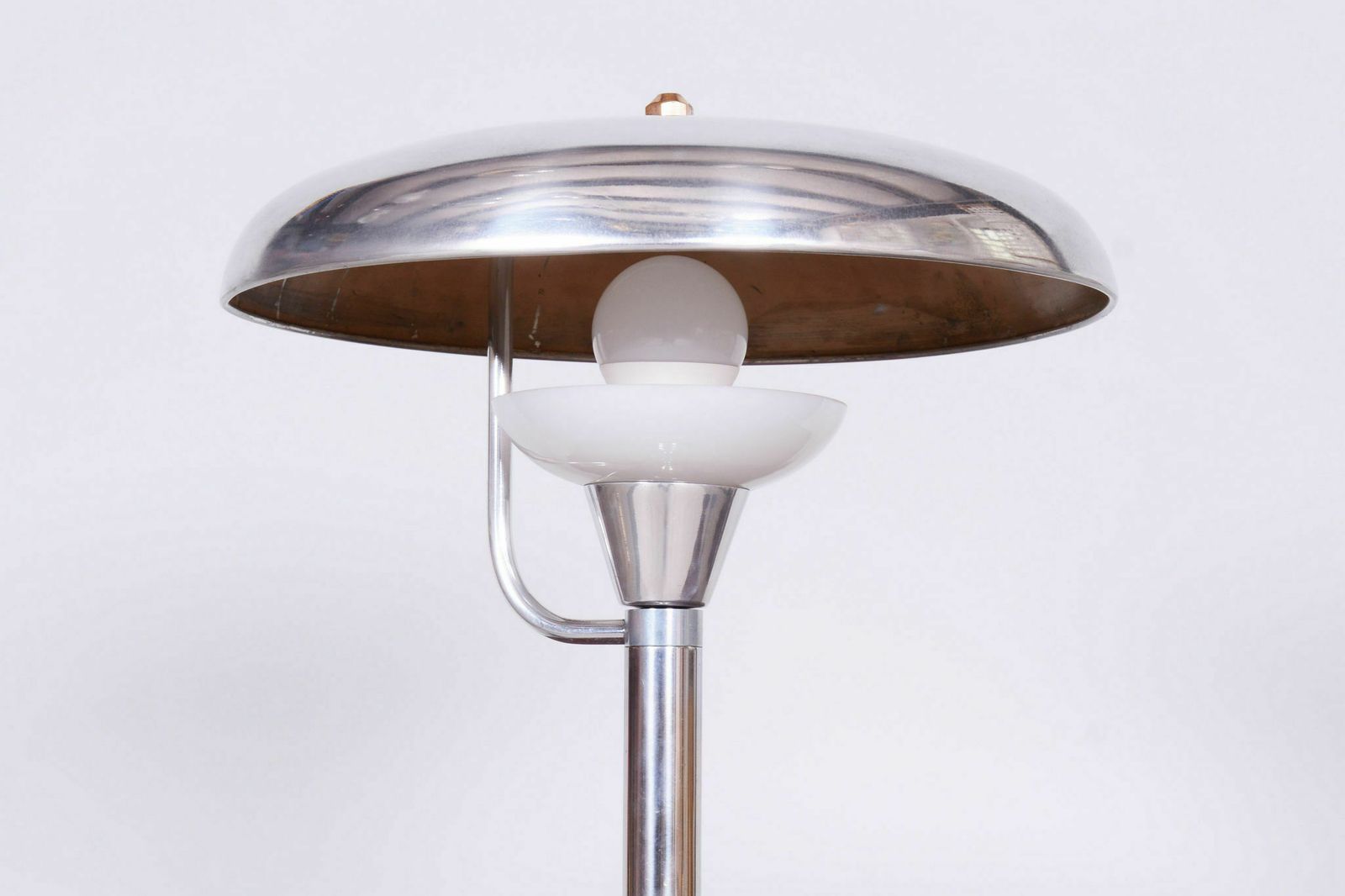 Restored Bauhaus Table Lamp, By Franta Anýž, Nickle Plated Steel, Czech, 1920s photo vintage