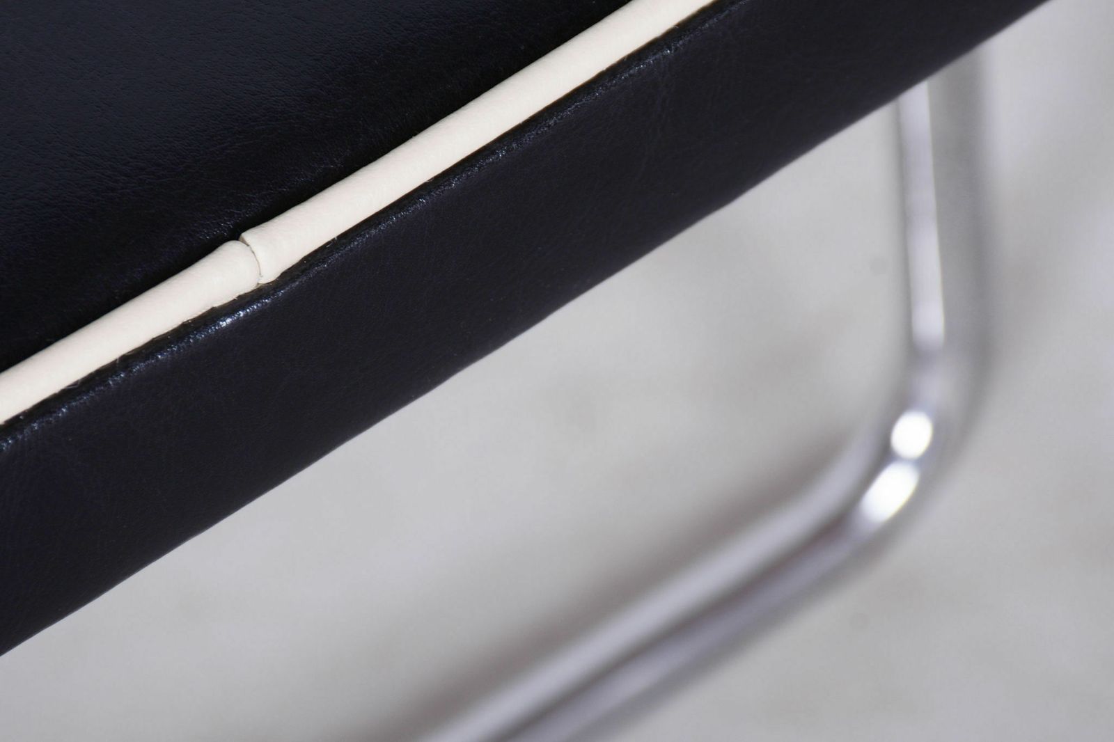Restored Bauhaus Stool, High Quality Italian Leather, Chrome, Czechia, 1930s photo furniture