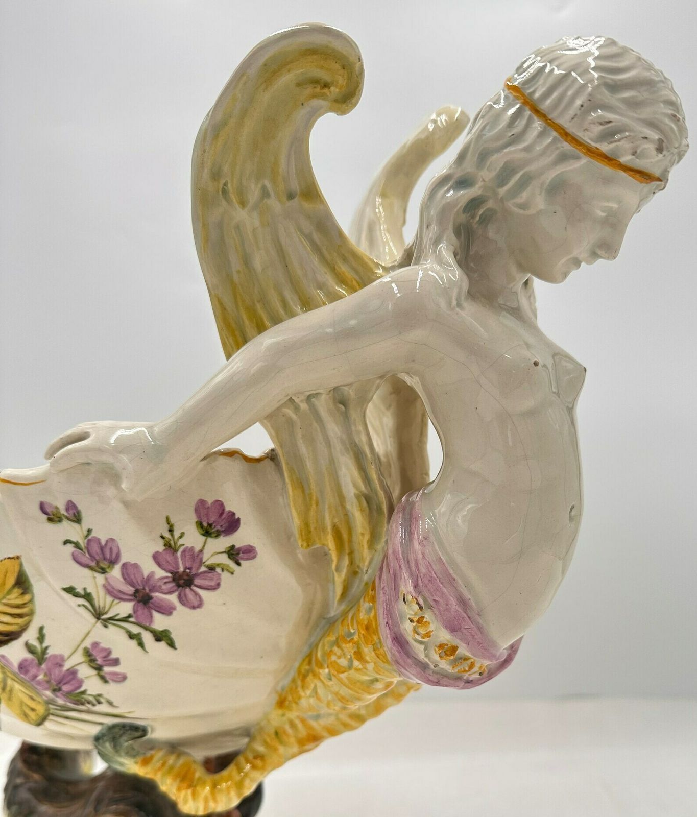 Italian Majolica Nove Centerpiece Bowl Mermaid photo 545.0