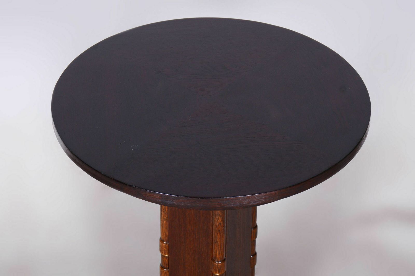 photo furniture Restored Art Deco Small Table, Oak, Brass, Revived Polish, Czechia, 1920s