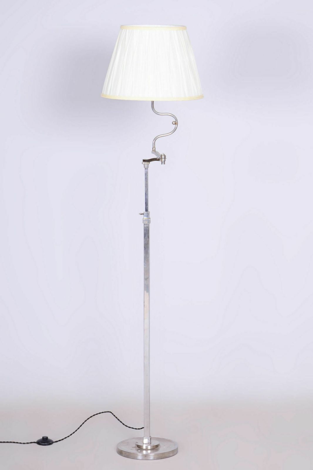 Restored Art Deco Floor Lamp, New Electrification, Chrome, Steel, Czechia, 1920s photo buy