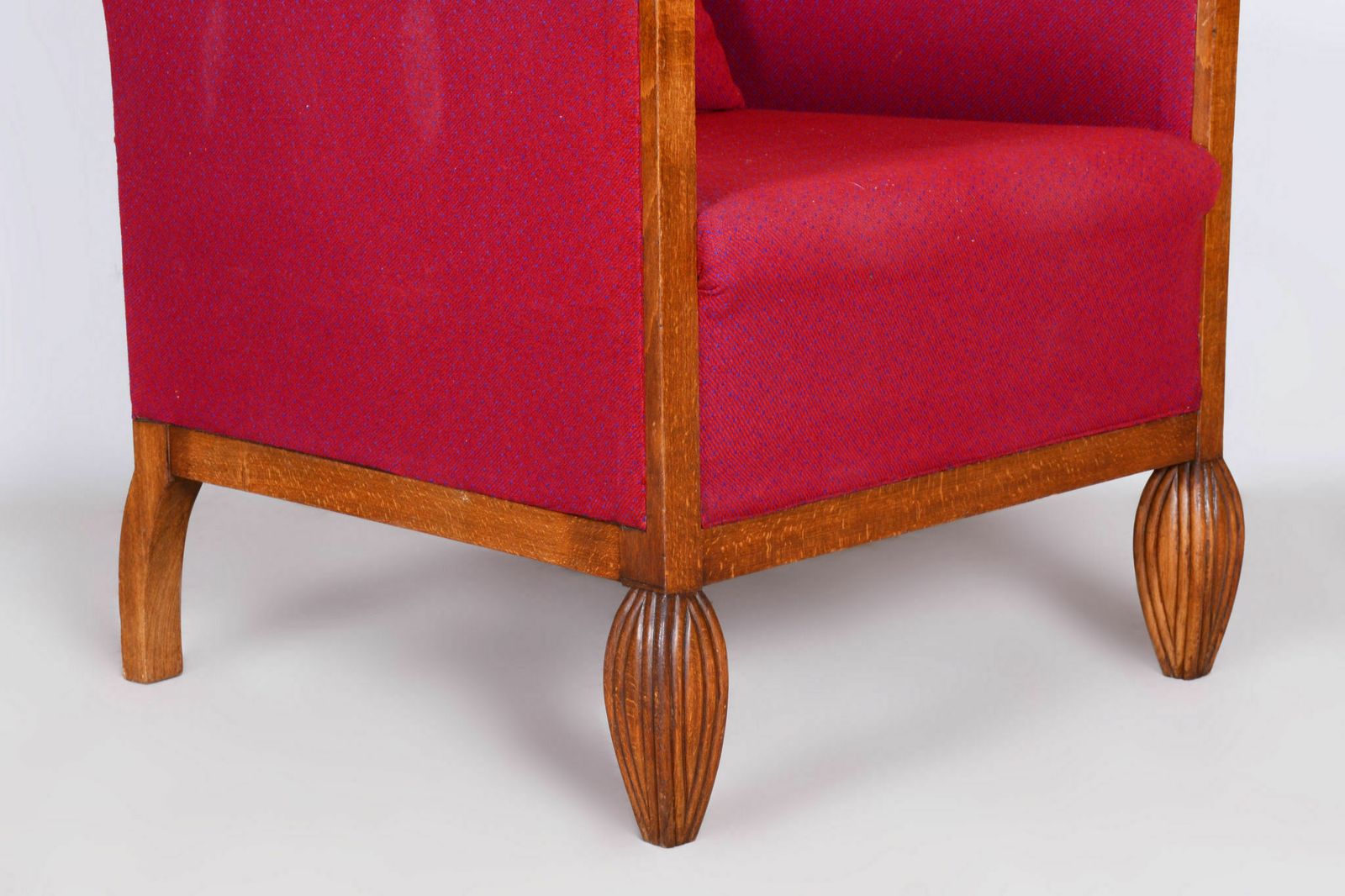 Restored Art Deco Red Armchair, Beech, Original Upholstery, France, 1930s photo furniture