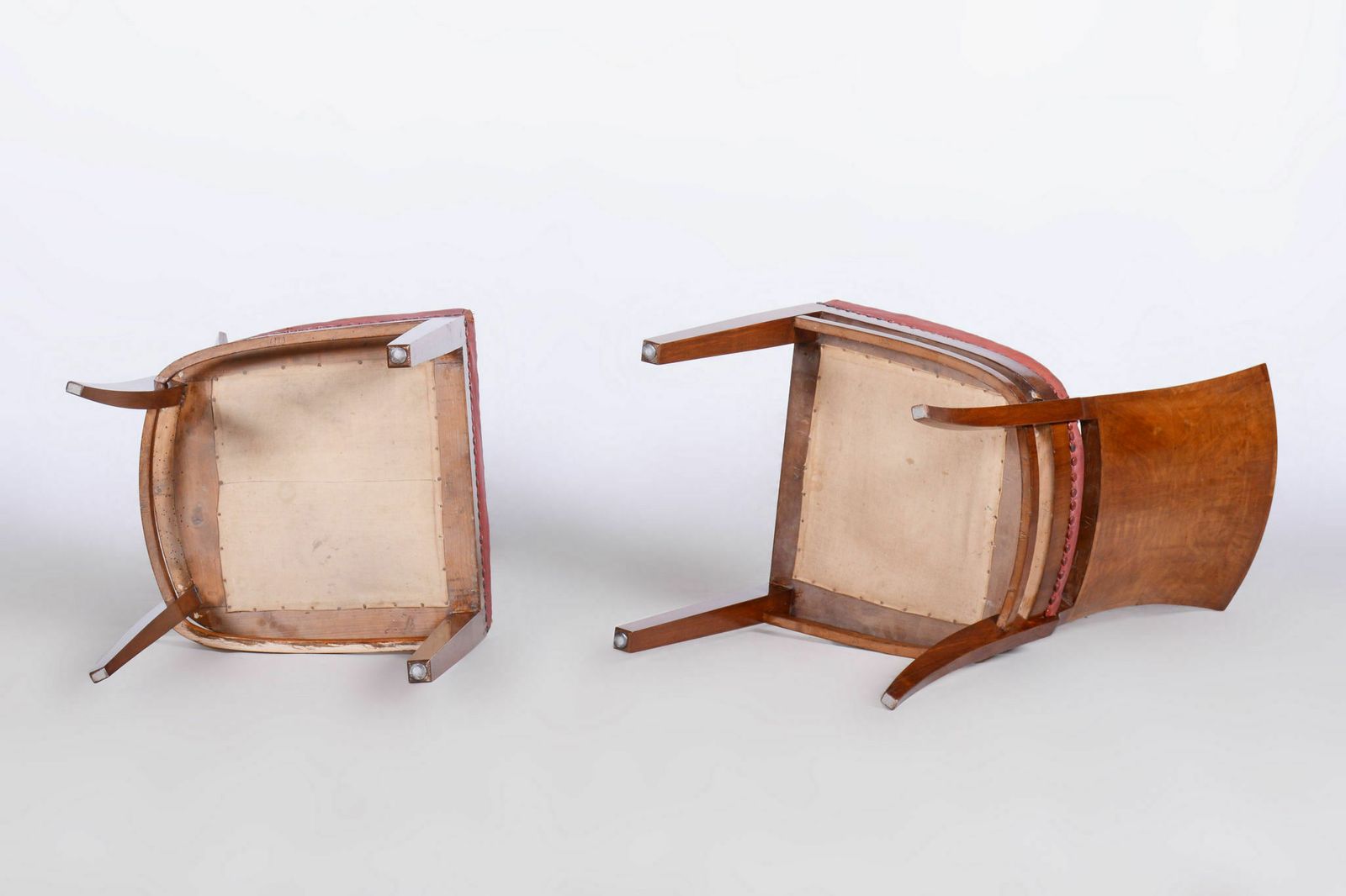 Six Art Deco Chairs, Walnut, Restored, Original Upholstery, France, 1920s photo vintage