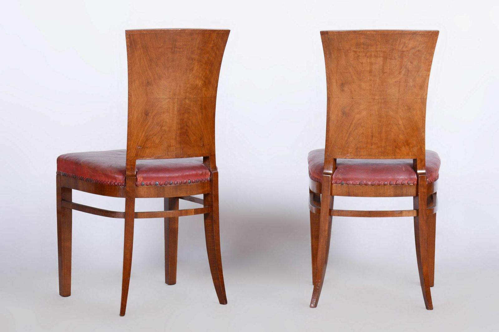 Furniture Six Art Deco Chairs, Walnut, Restored, Original Upholstery, France, 1920s photo