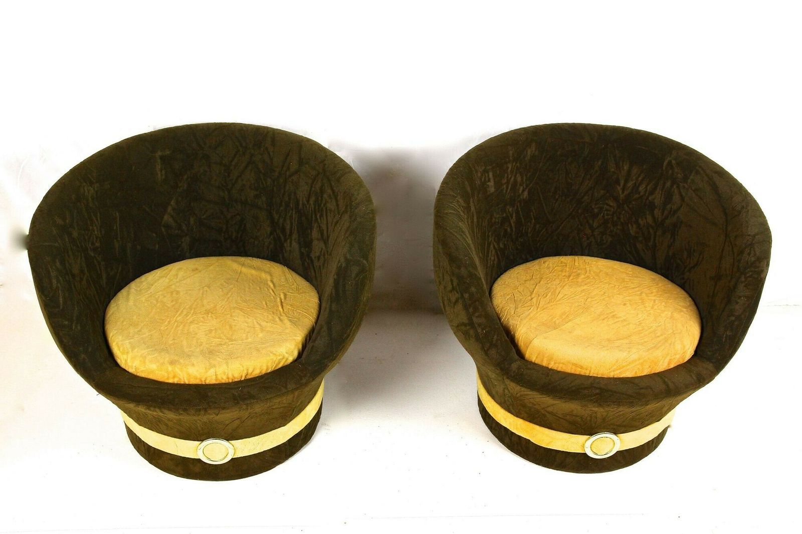 Pair Of Mid Century Velvet Lounge Chairs/ Club Chairs, Italy Circa 1960/70 photo for sale