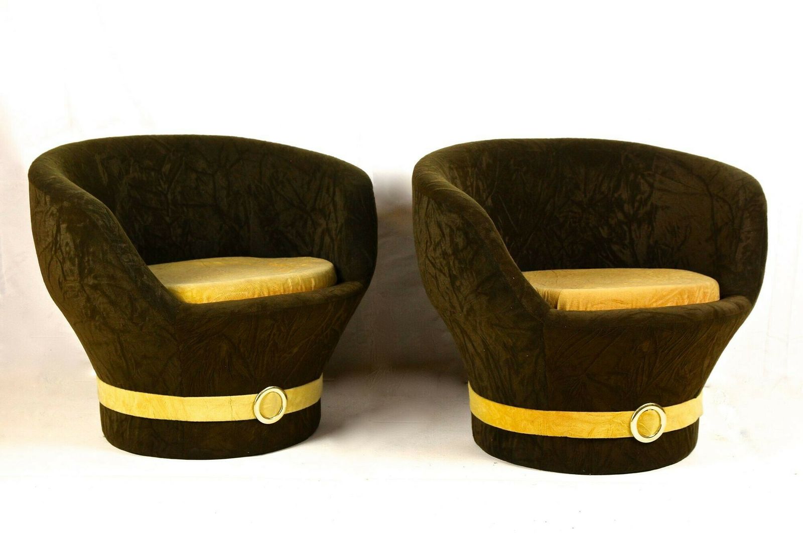 photo for sale Pair Of Mid Century Velvet Lounge Chairs/ Club Chairs, Italy Circa 1960/70