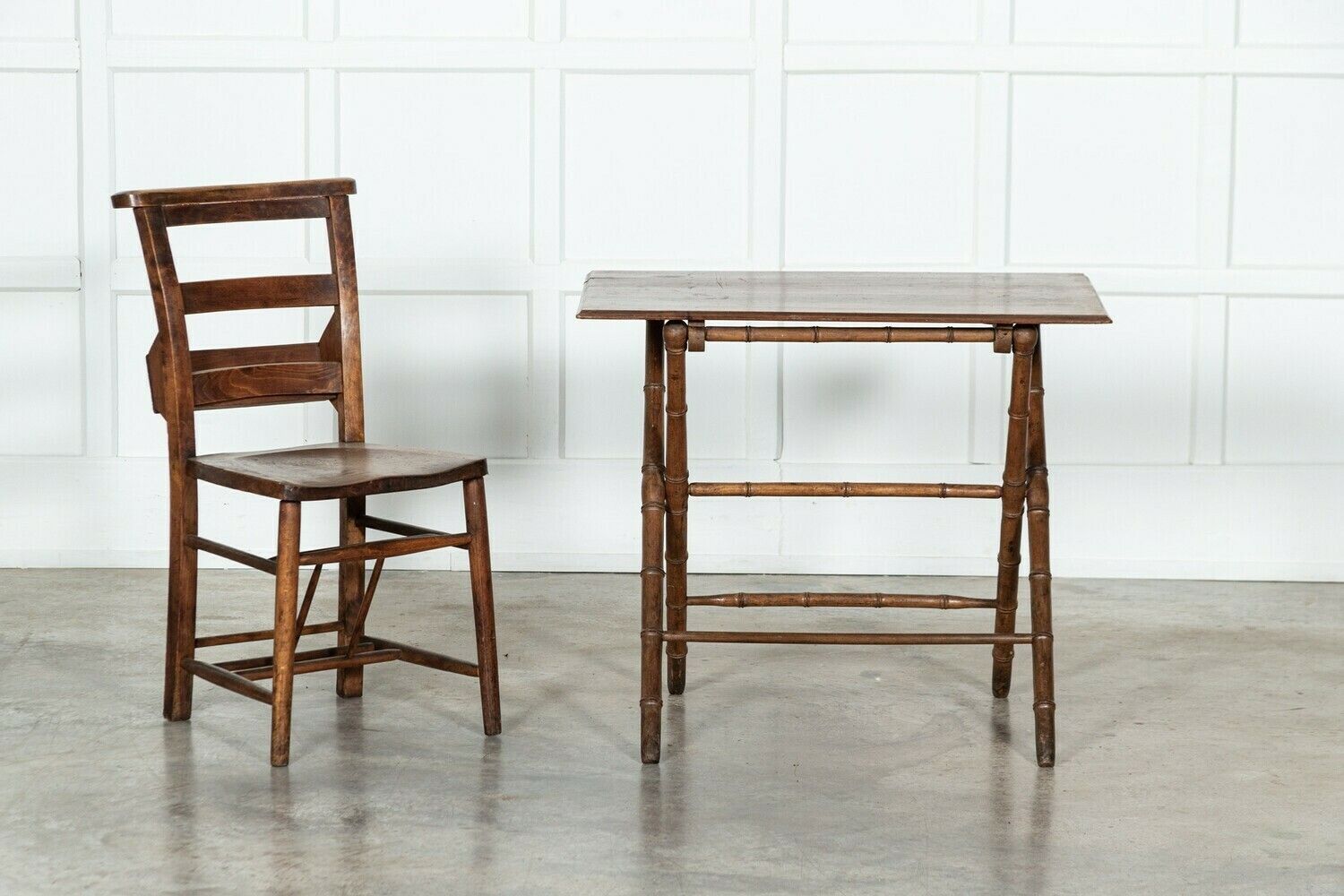 19thc French Faux Bamboo Pine Vendange Table photo for sale