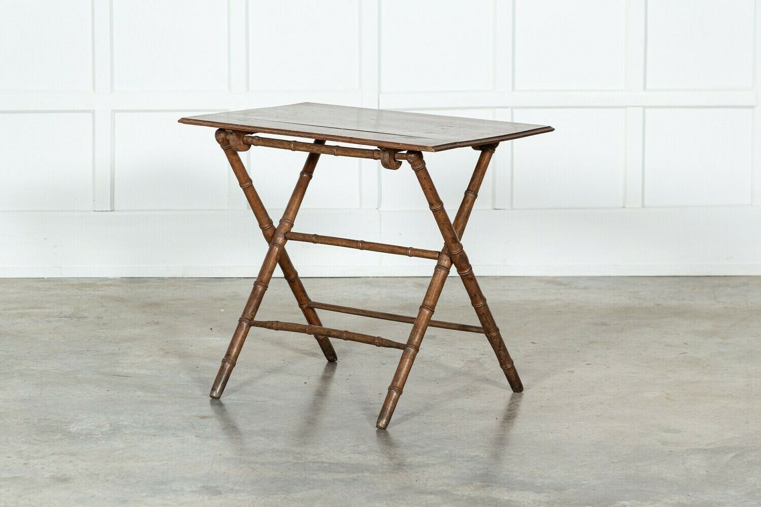 1438.0 19thc French Faux Bamboo Pine Vendange Table photo
