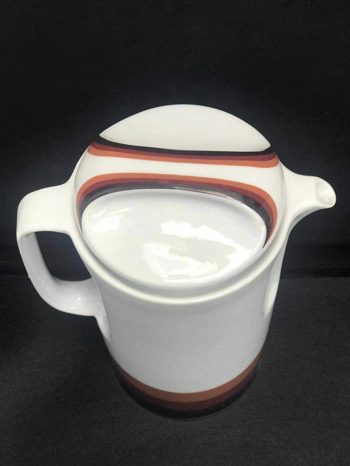 Coffee Pot Porcelain Eschenbach Bavaria Germany 1970s, Old Jar White Brown Porcelain, German Porcelain Decor 70s Made In Germany photo furniture