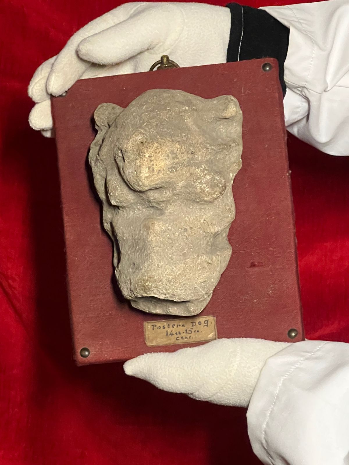 Medieval 14th/15th Century Stone Artifactual Sculpture Of Pastern Dog photo vinterior