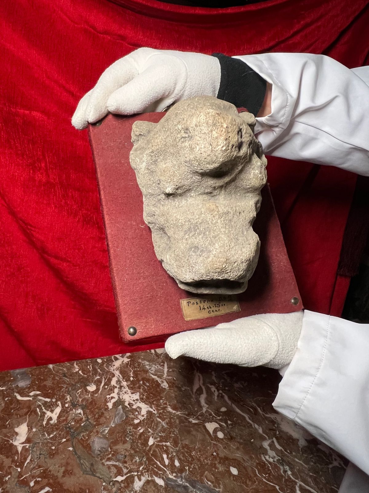 Medieval 14th/15th Century Stone Artifactual Sculpture Of Pastern Dog photo vintage