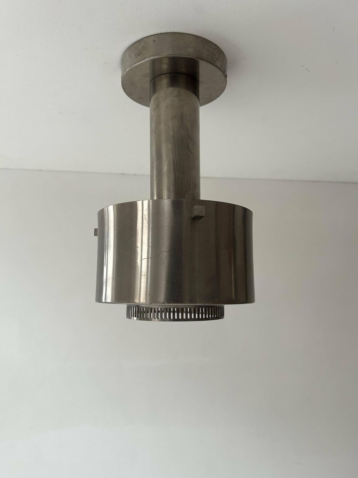 Lighting Vintage Modernist Chandelier, Chrome Metal, France 1940s photo