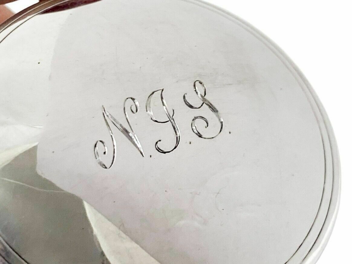 photo vinterior Large Vintage Sterling Silver Keepsake Trinket Toilet Box, Round Body, Hoof Feet