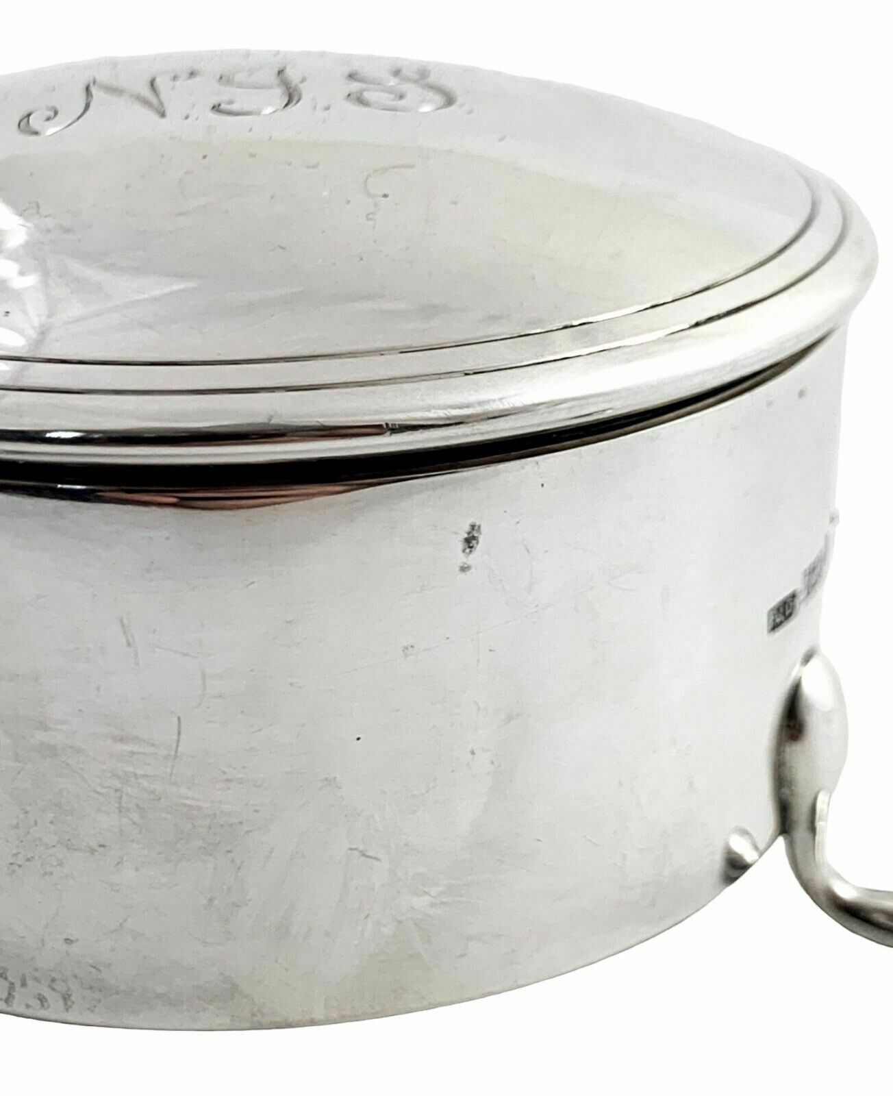 photo buy Large Vintage Sterling Silver Keepsake Trinket Toilet Box, Round Body, Hoof Feet