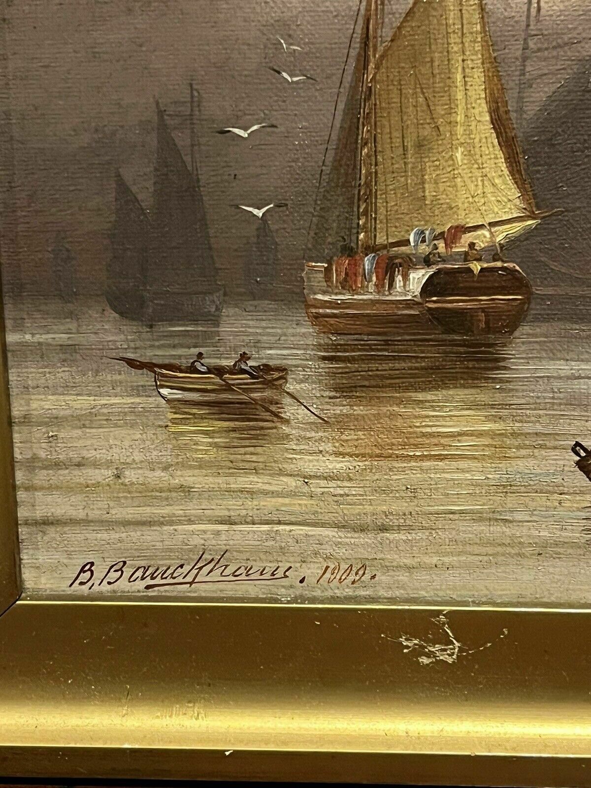 Pair Of Framed Maritime / Marine Oil Paintings, Signed And Dated 1909 photo buy