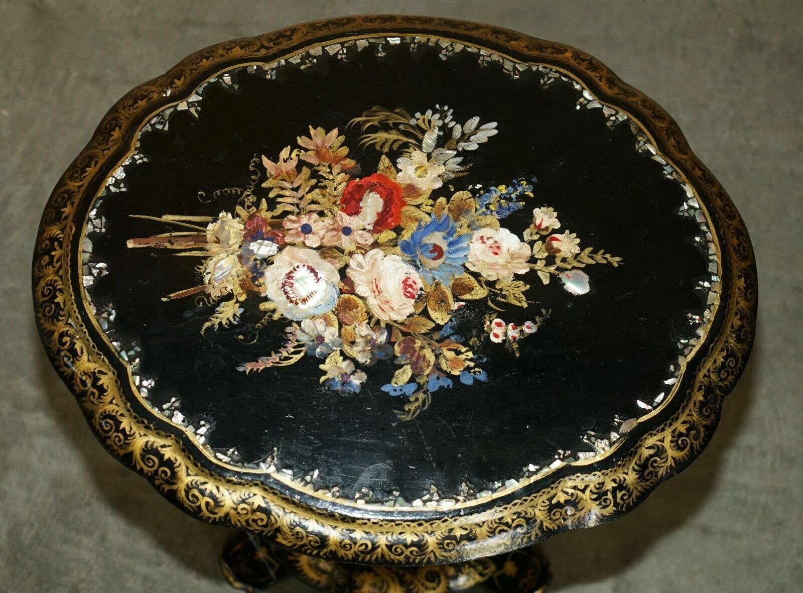Antique Regency 1815 Jennens & Bettridge Stamped Mother Of Pearl Tilt Top Table photo 2750.0