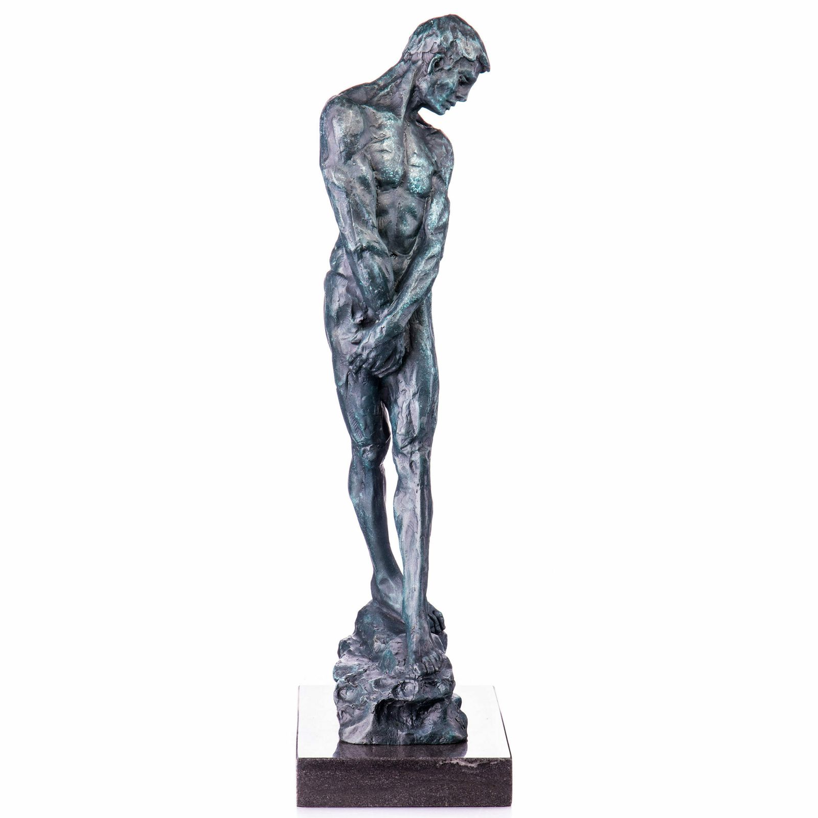 Bronze Sculpture Of Male Nude With Green Patina – photo furniture